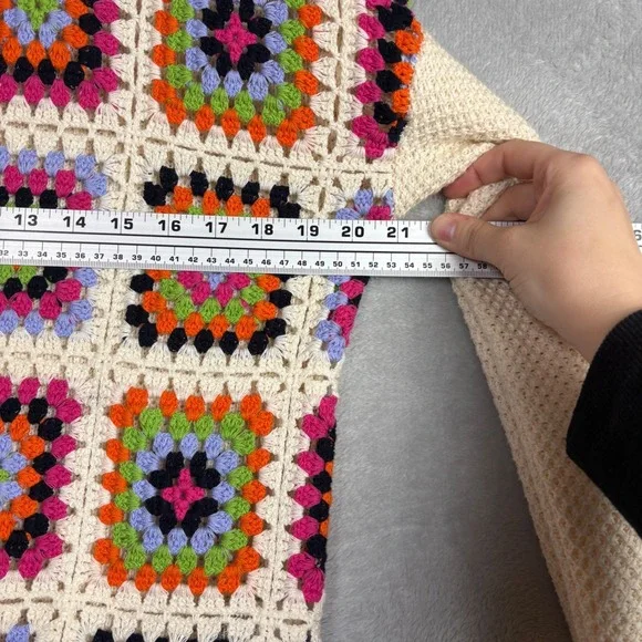 Northern Reflections Womens Crochet Granny Square Cardigan Cream Multi Size M - Picture 4 of 6
